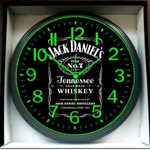 Jack Daniel's Whisky Bar Game Pool Table Garage Glow In The Dark Wall Clock New!